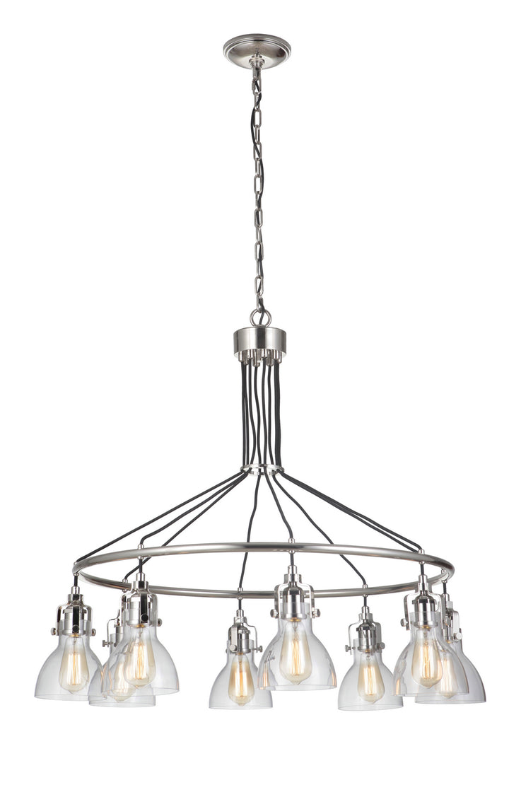 State House Eight Light Chandelier in Polished Nickel