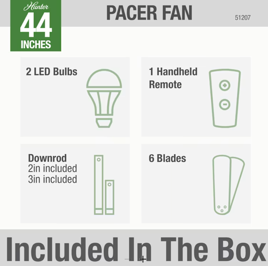 Hunter Fan Pacer 44" Indoor Ceiling Fan with 16W LED and Remote