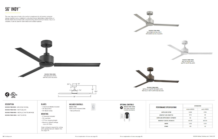 Hinkley Fan Indy Outdoor Ceiling Fan with Wall Control