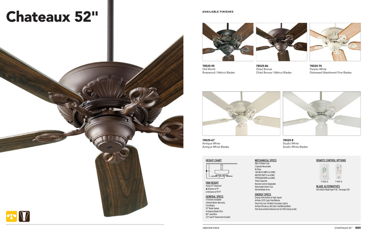 Quorum Chateaux 52" Indoor Pull Chain Ceiling Fan