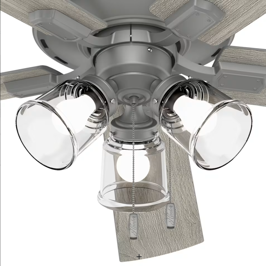 Hunter Fan Crestfield Pull Chain Flushmount Ceiling Fan with 18W LED