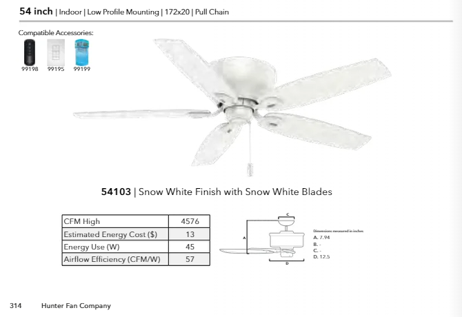 Casablanca Durant 54" Indoor Flushmount Pull Chain Ceiling Fan in Snow White