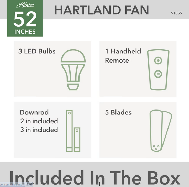 Hunter Fan Hartland 52" Ceiling Fan with 10W LED and Remote