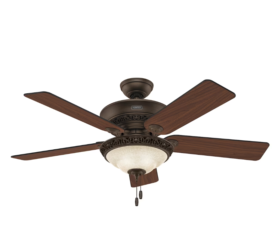 Hunter Fan Italian Countryside 52" Indoor Pull Chain Ceiling Fan with 6.5W LED in P.A Cocoa