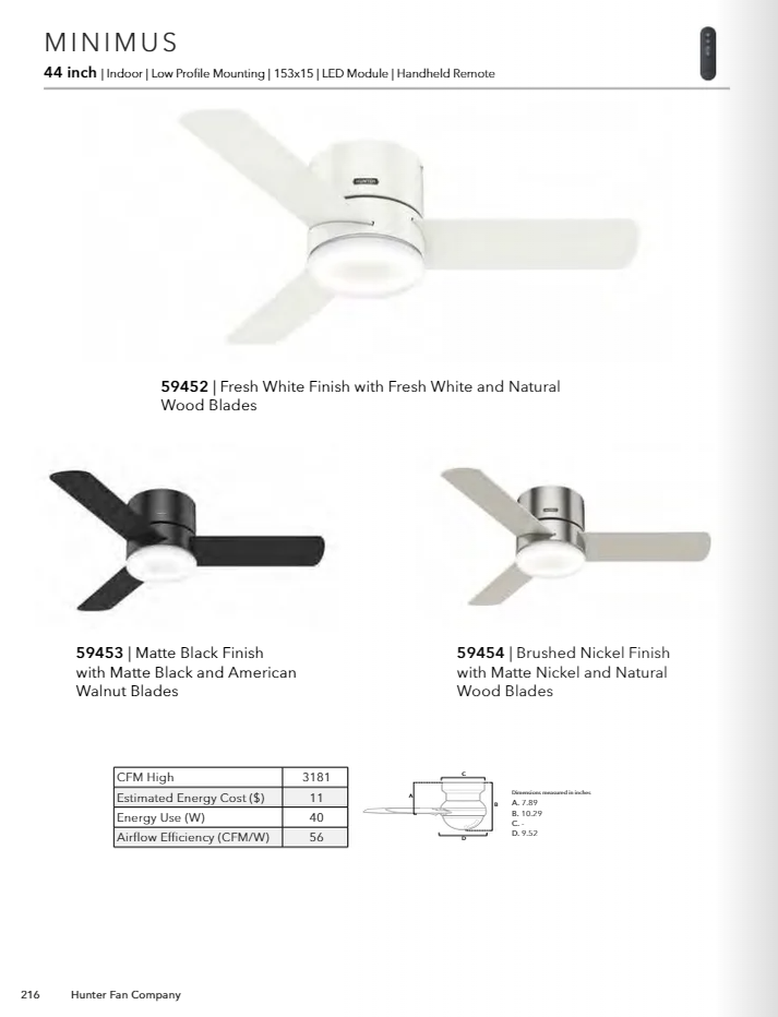 Hunter Fan Minimus Indoor Flushmount Ceiling Fan with 16WLED and Remote