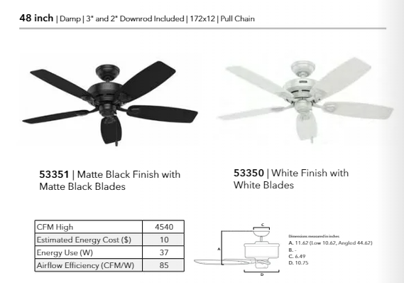 Hunter Fan Sea Wind 48" Outdoor Pull Chain Ceiling Fan