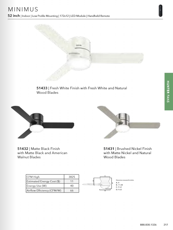 Hunter Fan Minimus Indoor Flushmount Ceiling Fan with 16WLED and Remote