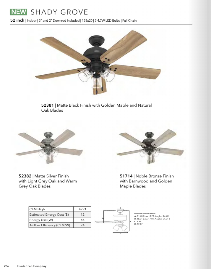 Hunter Fan Shady Grove 52" Indoor Pull Chain Ceiling Fan with 13W LED