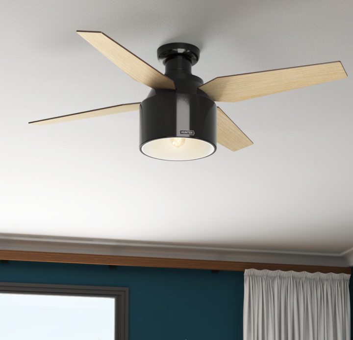 Hunter Fan Cranbrook 52" Mid Century Modern Flushmount Ceiling Fan with 5W LED and Remote