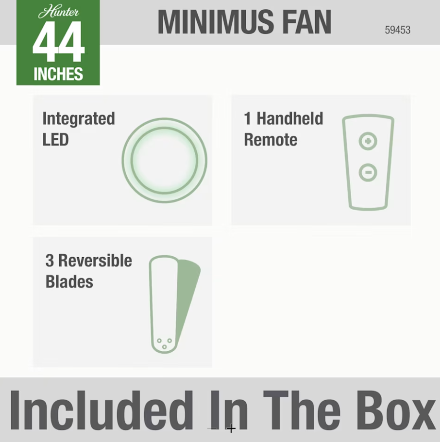 Hunter Fan Minimus Indoor Flushmount Ceiling Fan with 16WLED and Remote