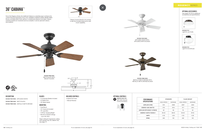 Hinkley Fan Cabana 36" Outdoor Pull Chain Ceiling Fan