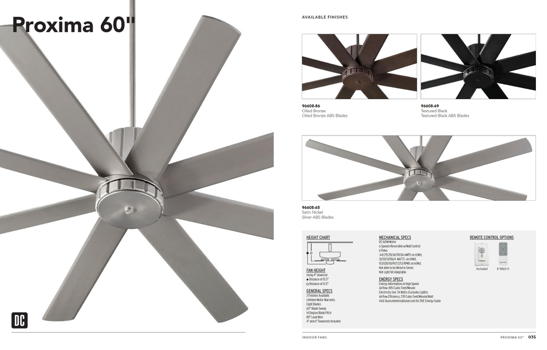 Quorum Fan Proxima DC Ceiling Fan with Wall Control