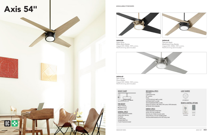 Quorum Axis 54" DC 24W LED Ceiling Fan with Wall Control