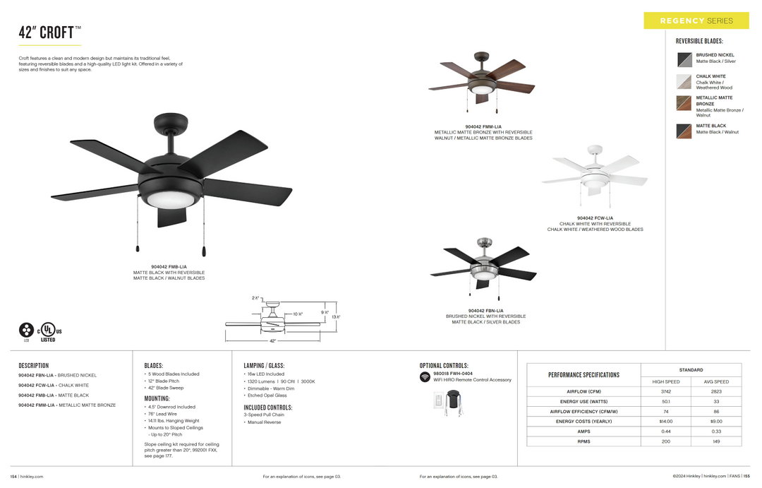 Hinkley Fan Croft 16W LED Pull Chain Ceiling Fan