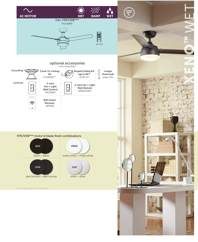 Fanimation 56" Xeno Indoor/Outdoor Ceiling Fan with 18W Led Light and Remote Control