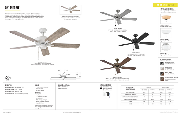 Hinkley Fan Metro 52" Indoor Pull Chain Ceiling Fan