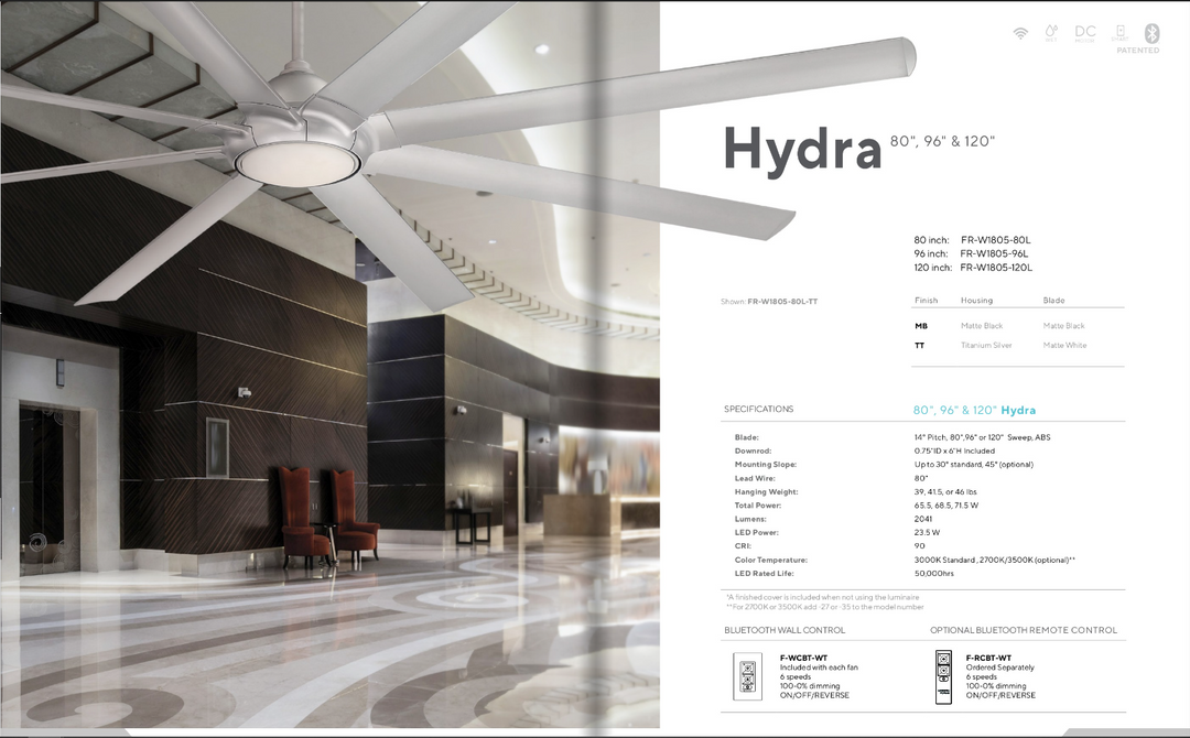 Modern Forms Fan Hydra Smart Outdoor DC Ceiling Fan with 23.5W CCT LED and Remote