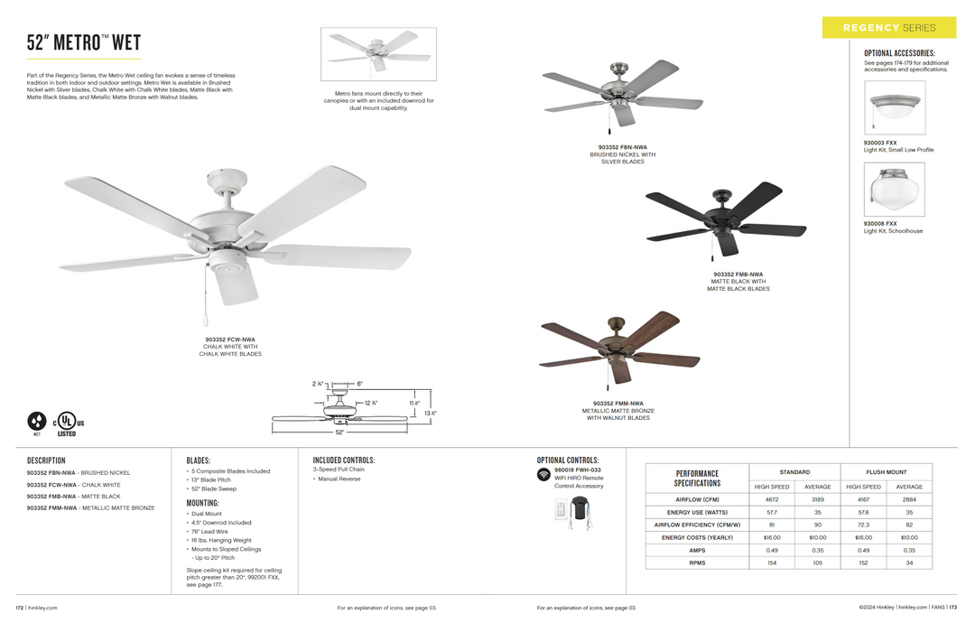 Hinkley Fan Metro 52" Outdoor Pull Chain Ceiling Fan