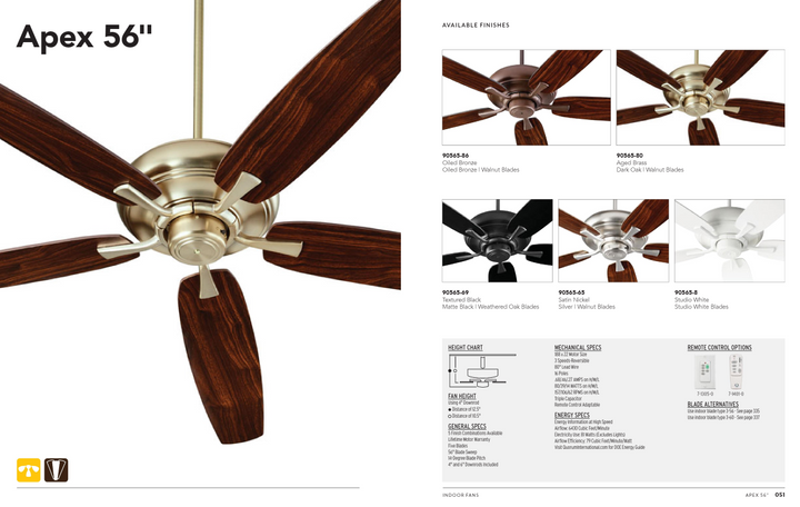 Quorum Apex 56" Indoor Pull Chain Ceiling Fan
