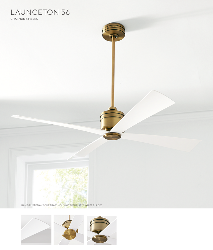 Visual Comfort Launceton 56" Indoor/Outdoor DC Ceiling Fan with Remote