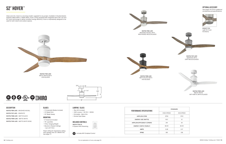 Hinkley Fan Hover Smart Outdoor DC Ceiling Fan with LED and Control