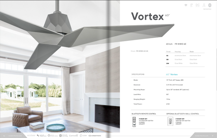 Modern Forms Fan Vortex 60" Smart Outdoor DC Ceiling Fan with Remote