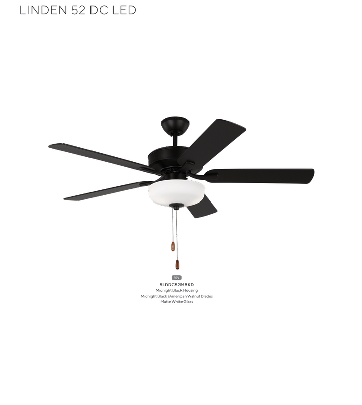 Generation Lighting Linden 52'' Pull Chain DC Ceiling Fan with 9W LED Light