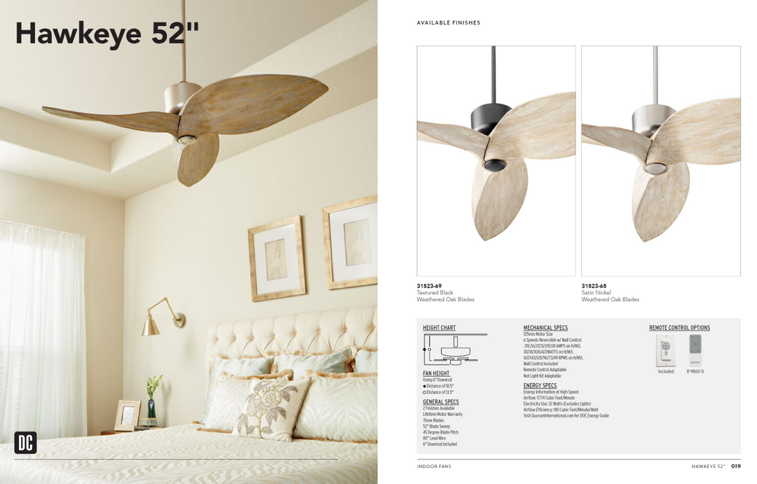 Quorum Hawkeye 52" DC Ceiling Fan with Wall Control