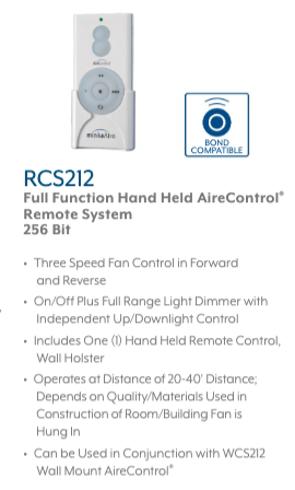 Optional Hand Held Remote Control