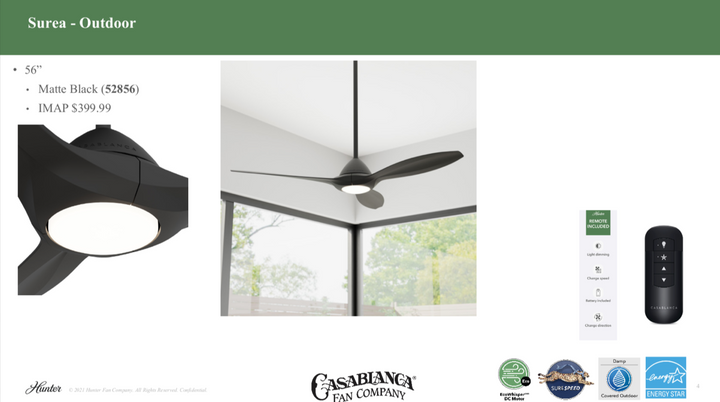 Casablanca Surea 56" DC Indoor/Outdoor Ceiling Fan with LED and Remote