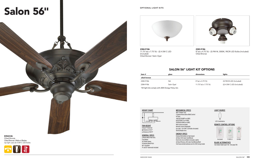 Quorum Salon 56" Ceiling Fan with Wall Control