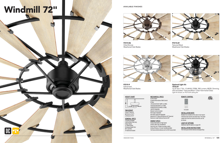 Quorum Windmill Indoor DC Farmhouse Ceiling Fan with Remote