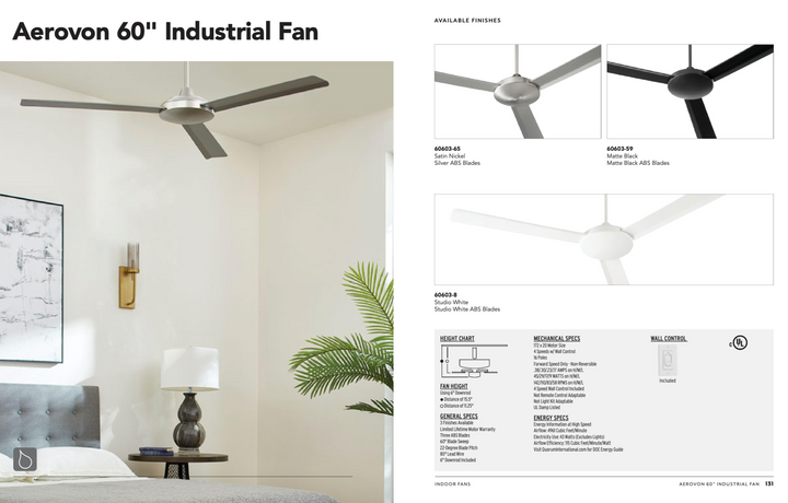 Quorum Aerovon Indoor/Outdoor Ceiling Fan with Wall Control