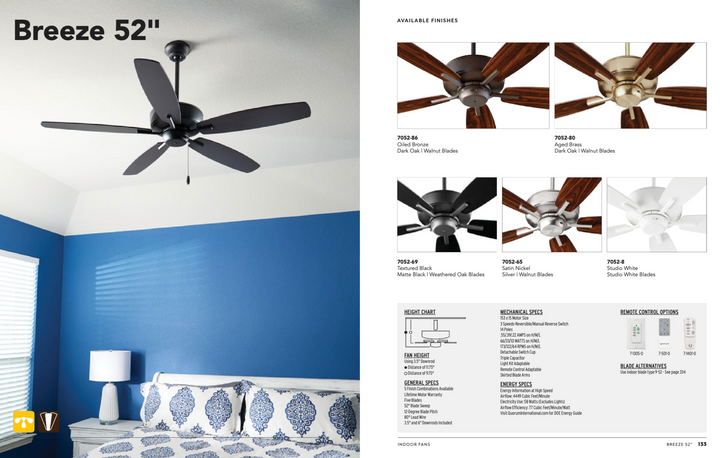 Quorum Breeze 52" Indoor Pull Chain Ceiling Fan