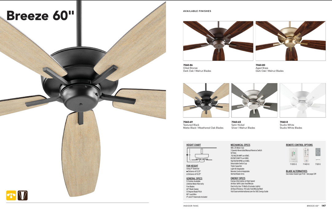 Quorum Breeze 60" Indoor Pull Chain Ceiling Fan