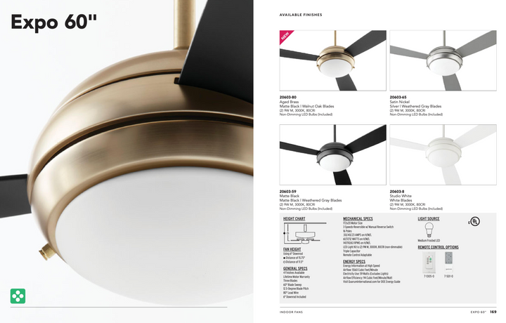 Quorum Expo Pull Chain Ceiling Fan with 18W LED