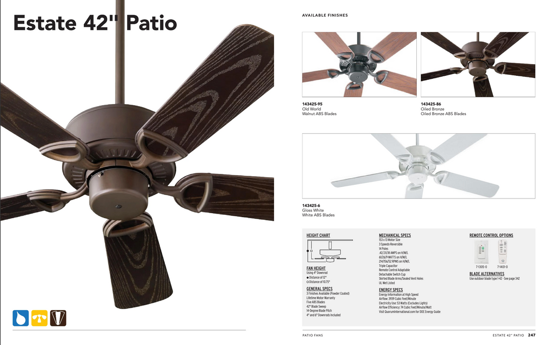 Quorum 42" Outdoor Patio Fan