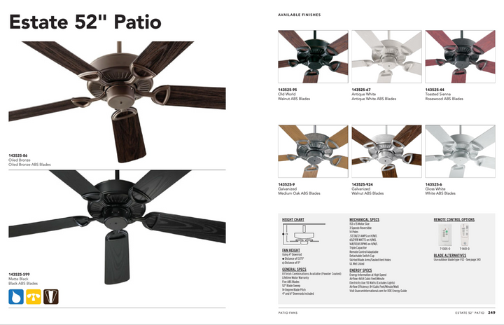 Quorum Estate 52" Outdoor Pull Chain Patio Fan