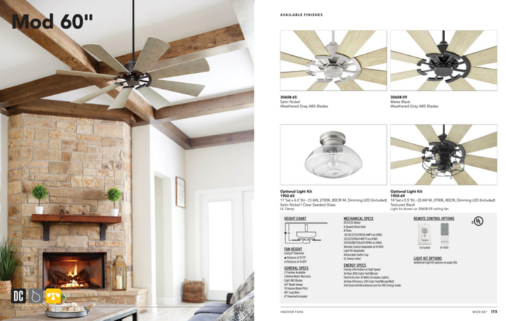 Quorum Mod Indoor/Outdoor DC Patio Fan with Wall Control