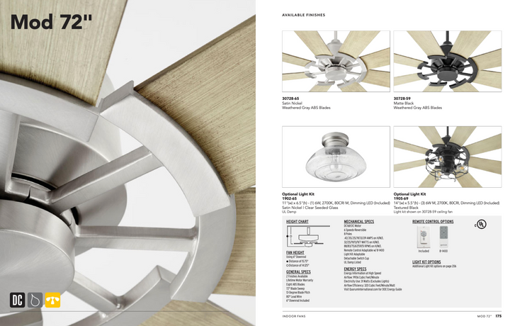 Quorum Mod Indoor/Outdoor DC Patio Fan with Wall Control