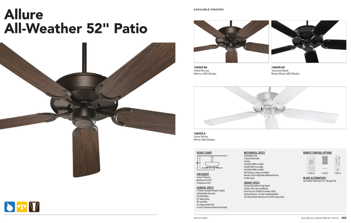 Quorum Allure All Weather 52" Outdoor Pull Chain Patio Fan
