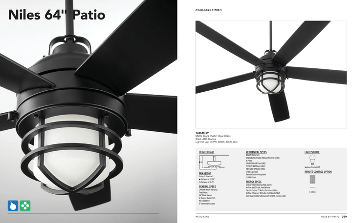 Quorum Niles 64" Outdoor LED Patio Fan