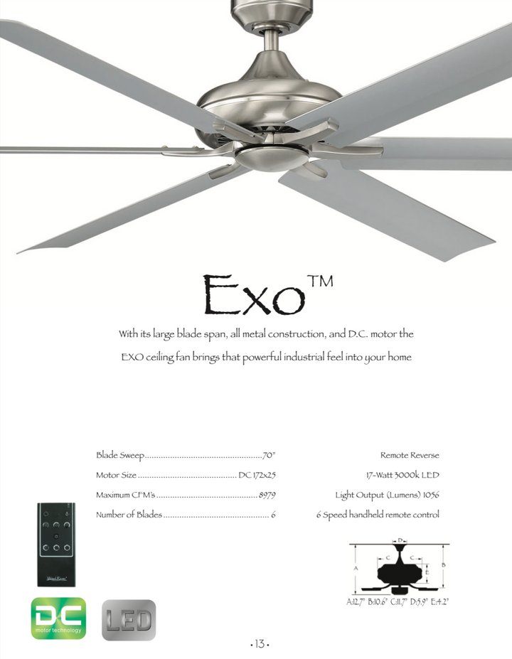 Wind River Exo 70" DC 17W LED Ceiling Fan with Remote