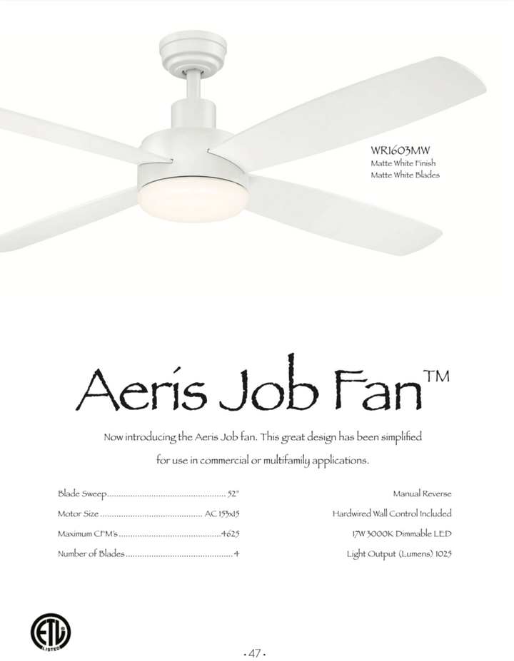 Wind River Aeris Job Fan 52" Ceiling Fan with 17W LED and Wall Control