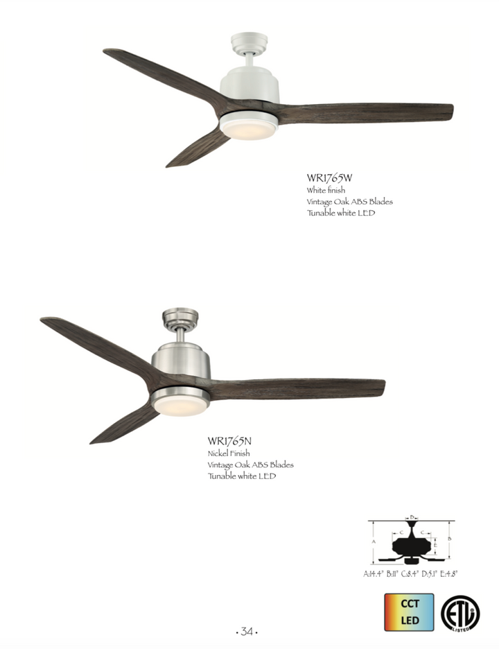 Wind River Reya 56" Ceiling Fan with CCT 17W LED and Remote