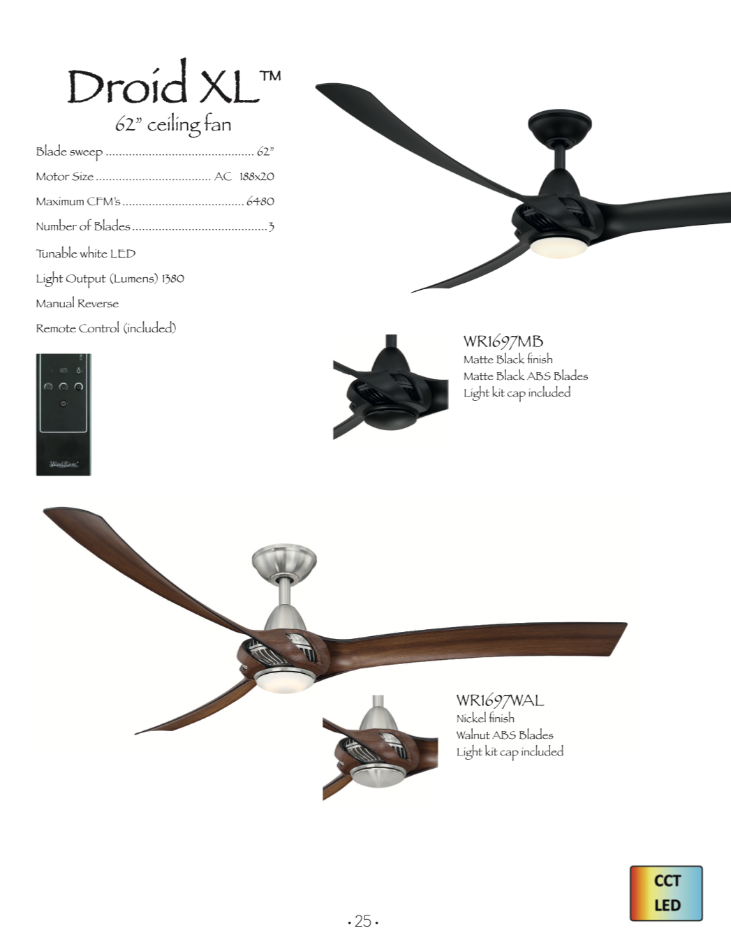 Wind River Droid XL 62" Ceiling Fan with 17W CCT LED and Remote