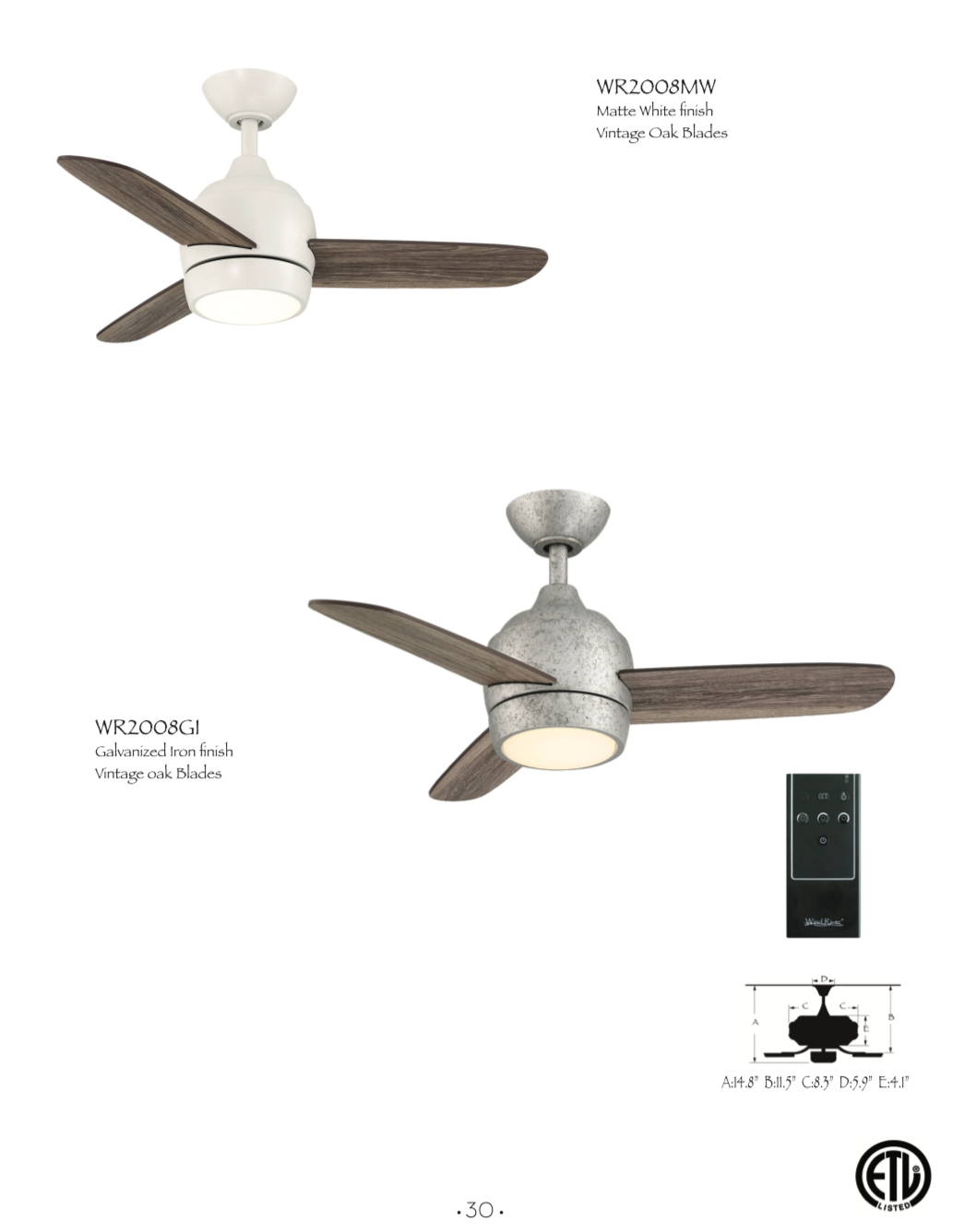 Wind River The Mini 36" Indoor/Outdoor Ceiling Fan with CCT 14W LED and Remote