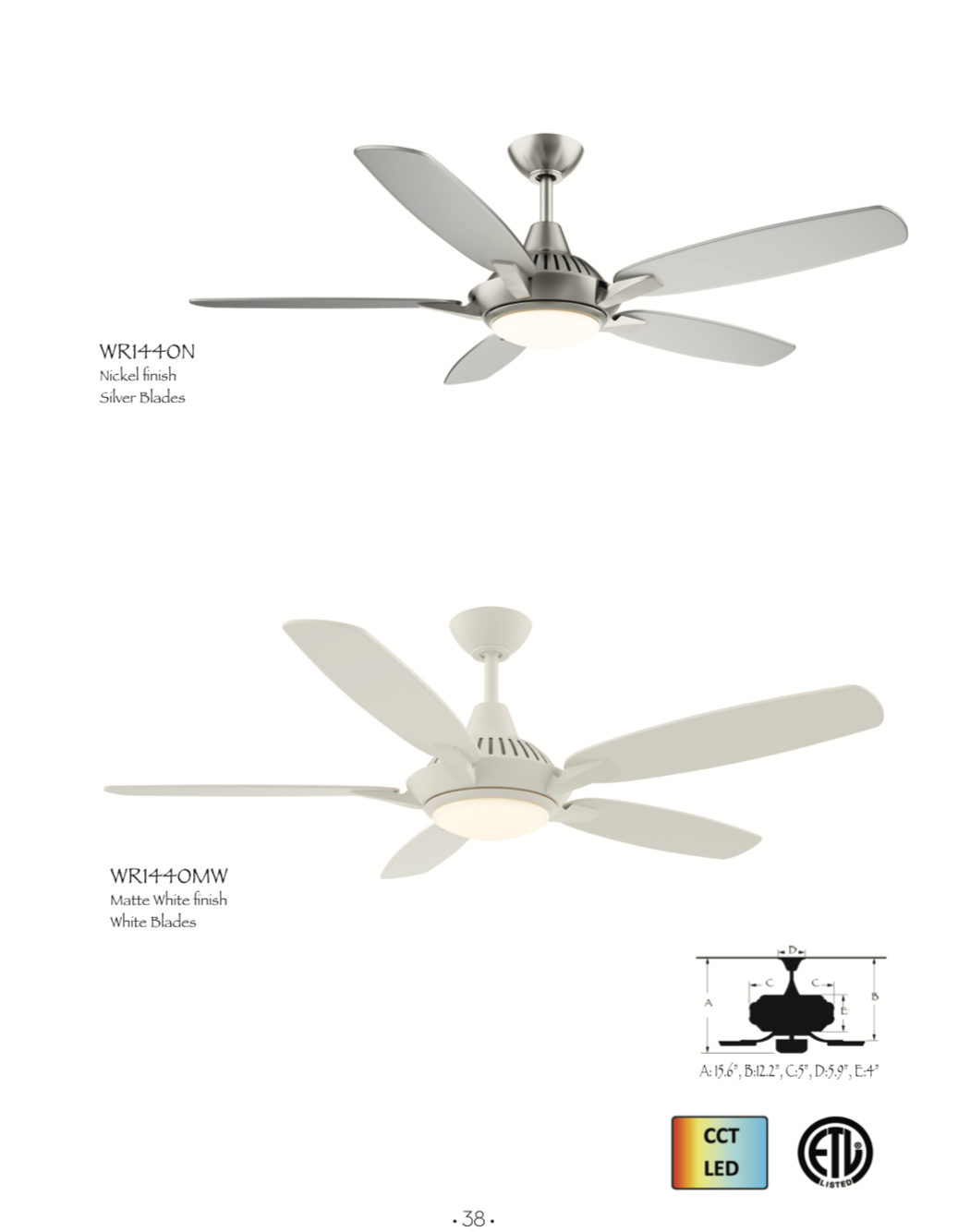 Wind River Solero 52" Ceiling Fan with CCT 17W LED and Remote