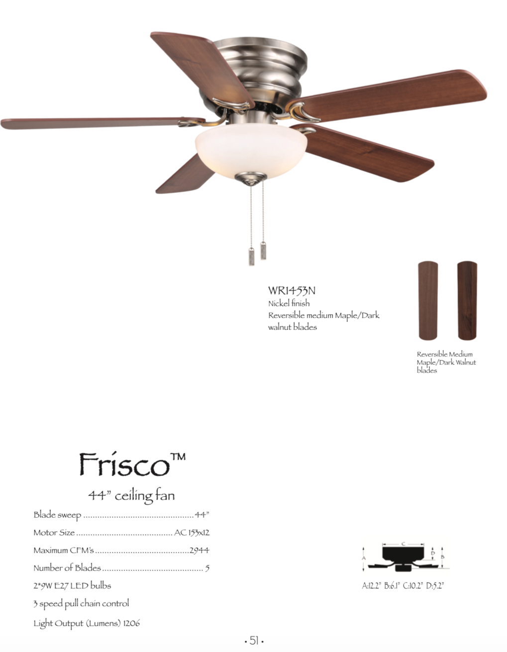 Wind River Frisco 44" Pull Chain Flushmount Ceiling Fan with 26W LED