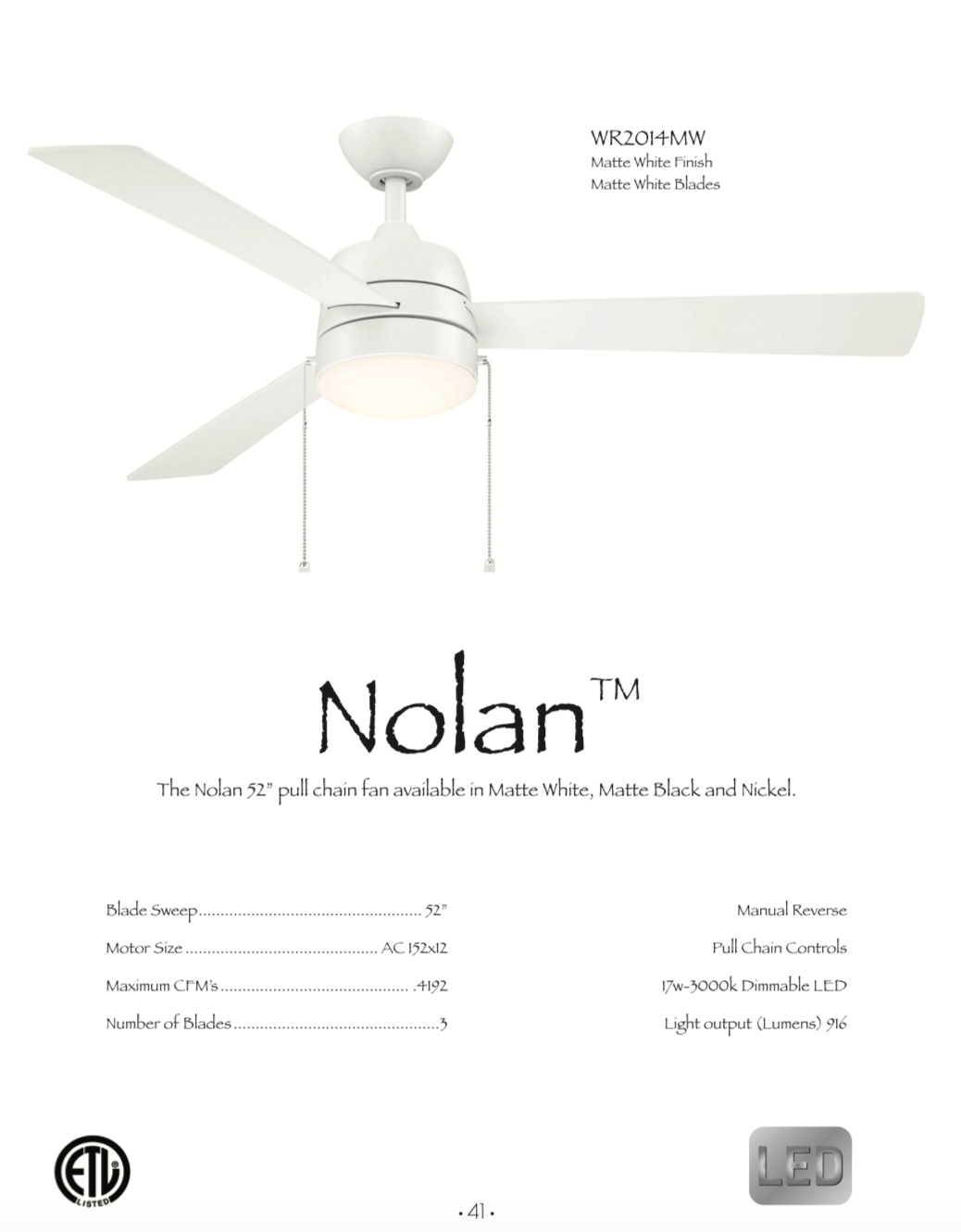 Wind River Nolan 52" 18W LED Pull Chain Ceiling Fan